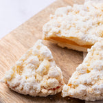Aprikosen-Pistazien Crumble, glutenfreier veganer Streuselkuchen, verpackt, Isabella Glutenfreie Patisserie